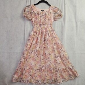 Beautiful Girls Zunie Nordstrom Floral Spring Easter Dress Lined Puff Sleeves 7